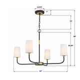 Niles 34'' Chandelier - Dimensions Diagram (NIL-70015-BF-MG)