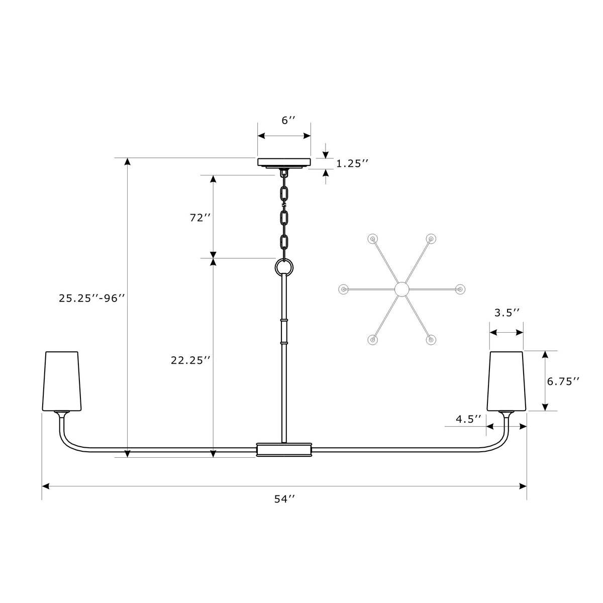 Niles 54'' Chandelier dimensions