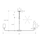 Niles 54'' Chandelier - Dimensions Diagram (NIL-70016-BF-MG)