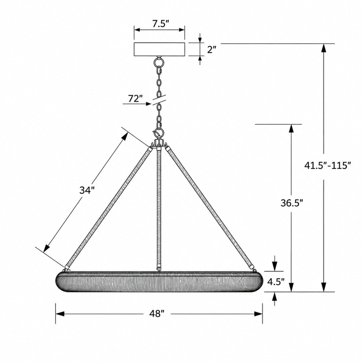 Oakley 48'' Integrated LED Chandelier dimensions