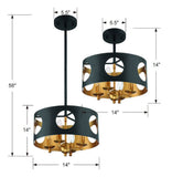 Odelle 14'' Chandelier - Dimensions Diagram (ODE-700-BK-GA)