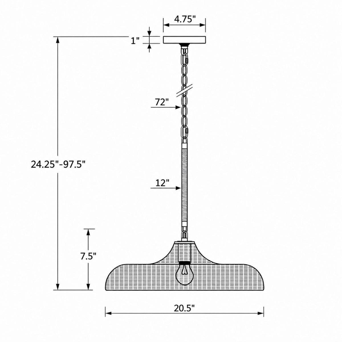 Odessa 20.5'' Pendant dimensions