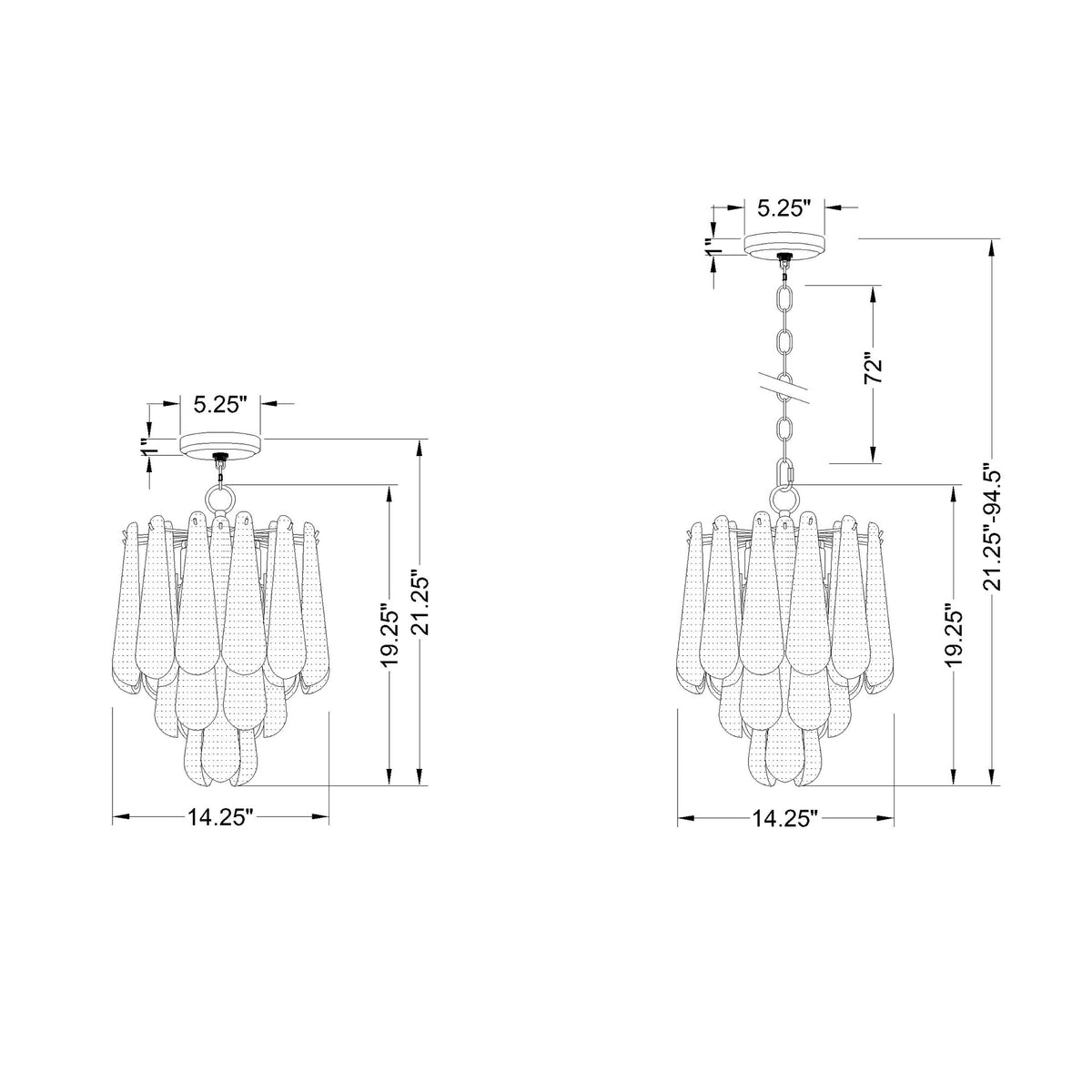 Ollie 14.25'' Semi Flush Mount dimensions