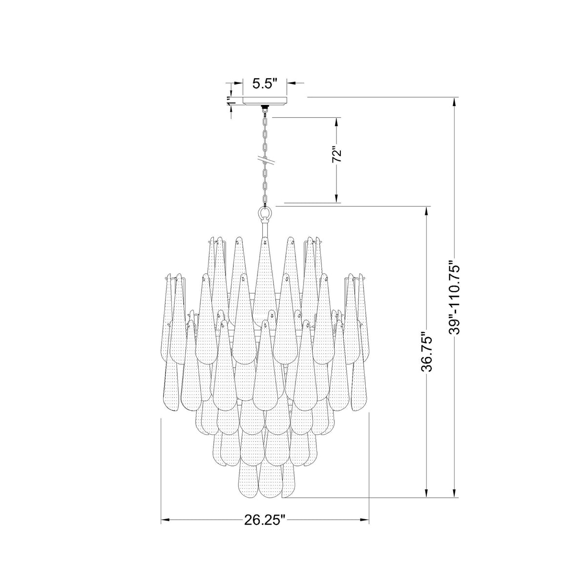 Ollie 26.25'' Chandelier dimensions
