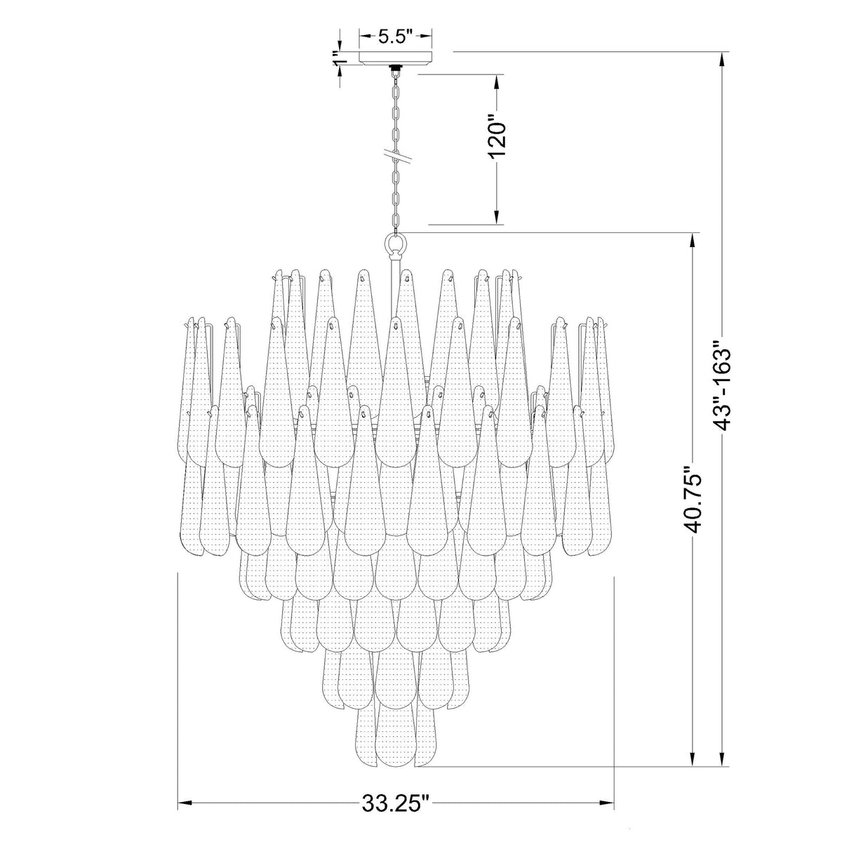 Ollie 33.25'' Chandelier dimensions