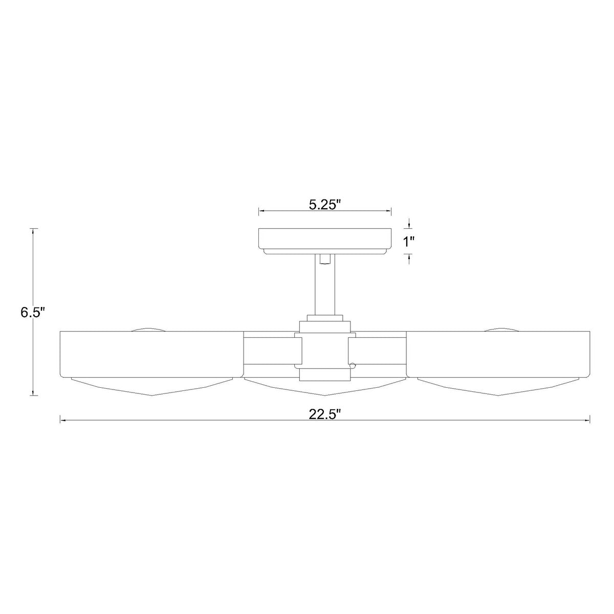 Orson 22.5'' Semi Flush Mount dimensions