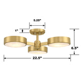 Orson 22.5'' Semi Flush Mount - Dimensions Diagram (ORS-733-MG-ST)