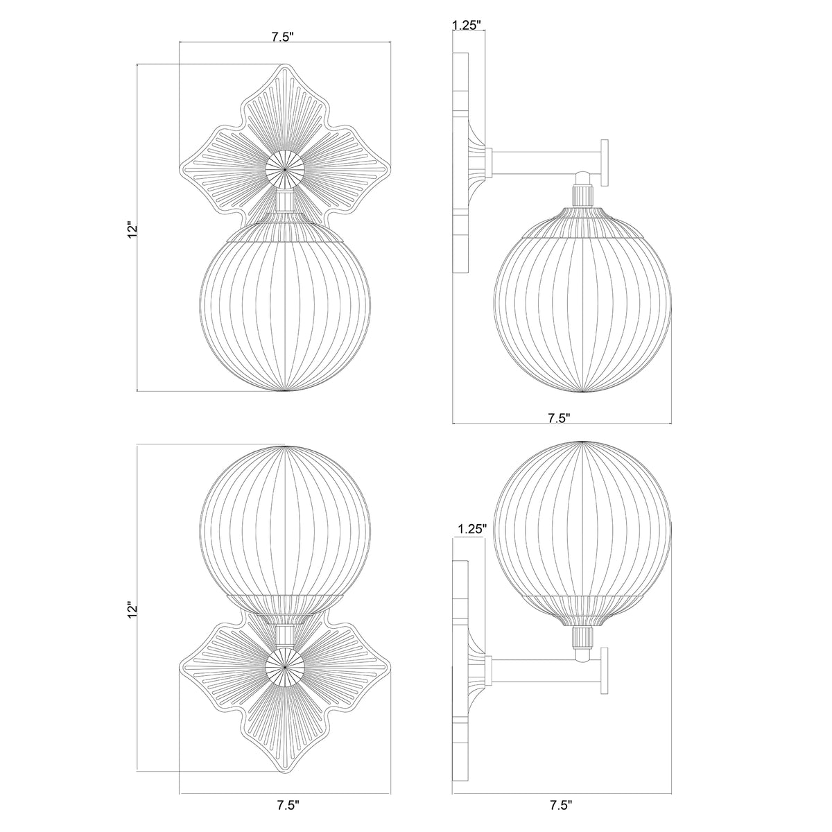 Orly 7.5'' Sconce dimensions
