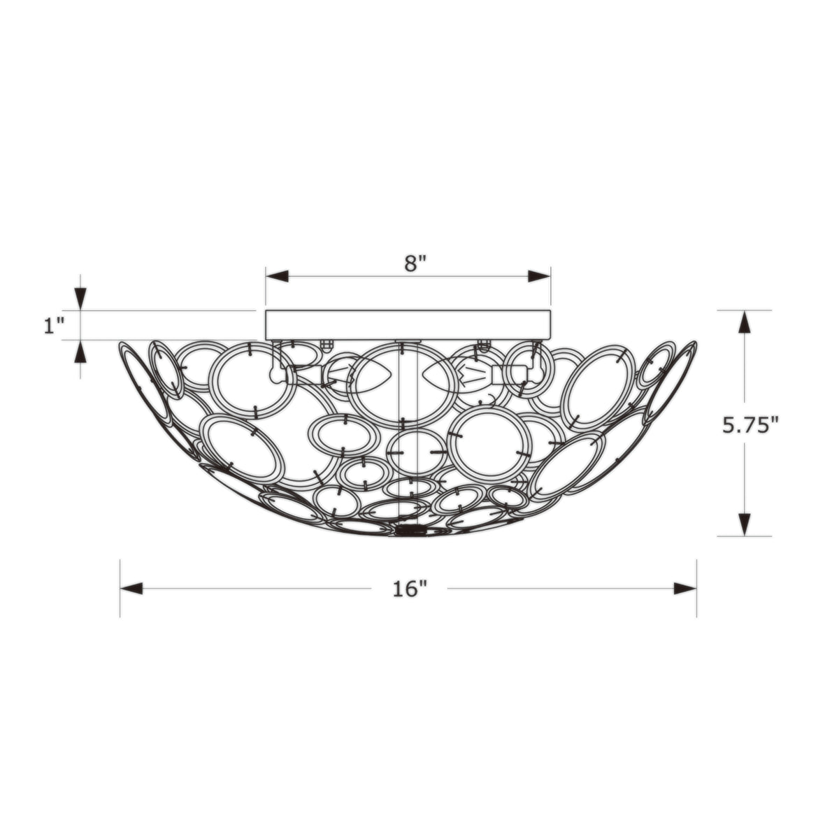 Palla 16'' Semi Flush Mount dimensions