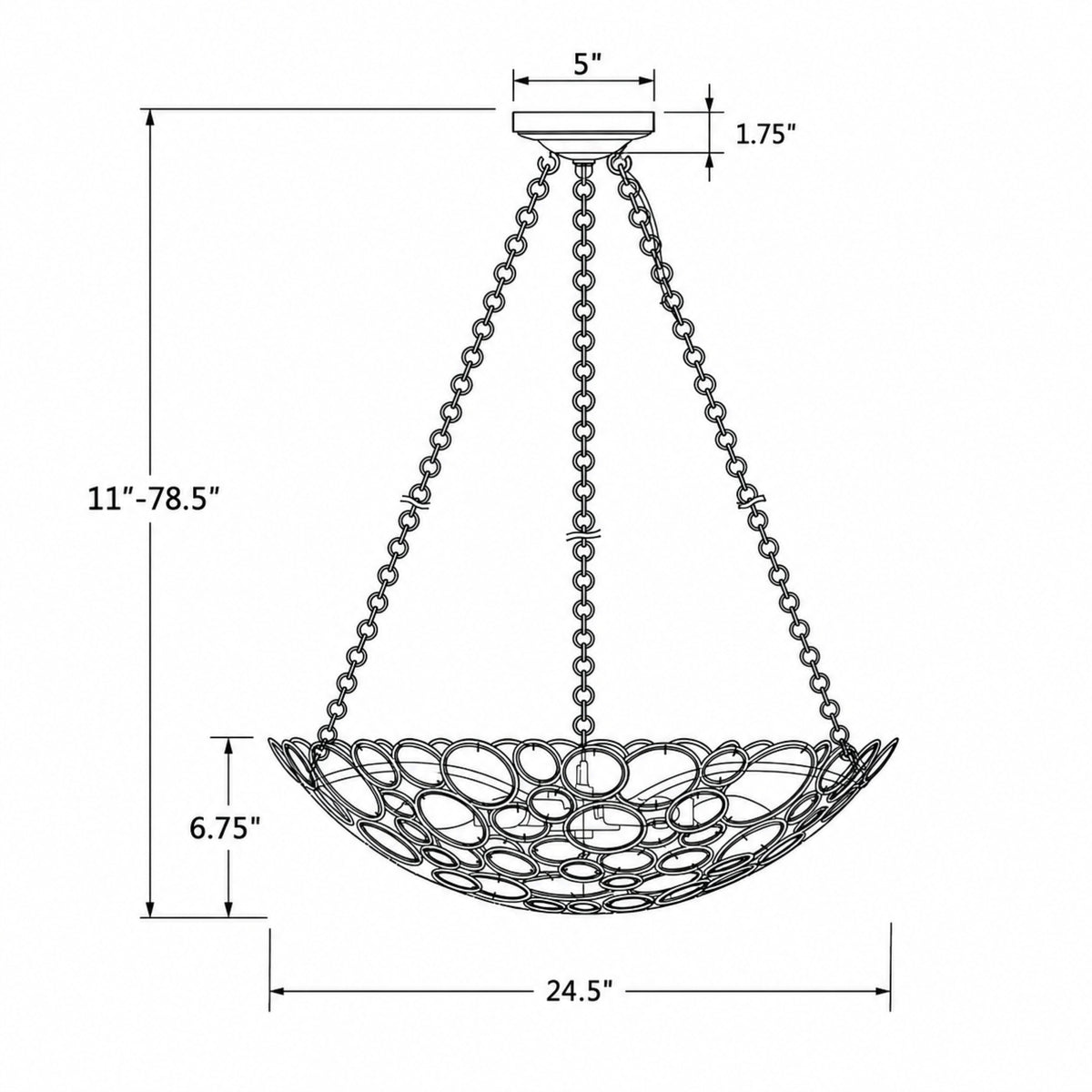 Palla 24.5'' Chandelier dimensions