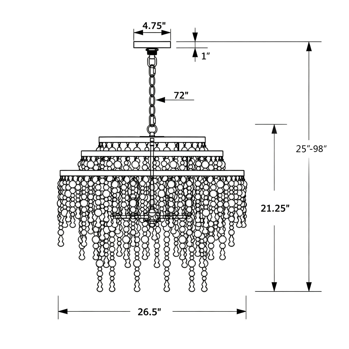 Poppy 26.5'' Chandelier dimensions