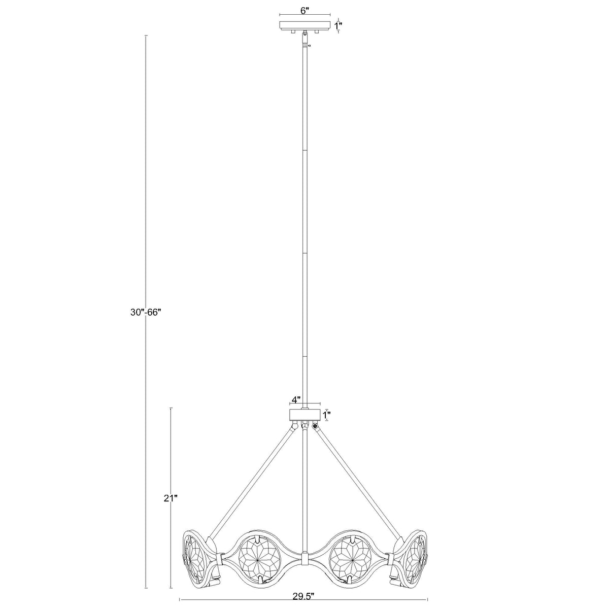 Quincy 29.5'' Chandelier dimensions