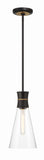 Quinn 7'' Pendant in Matte Black - Textured Gold - Front View (QUN-1500-MK-TG)
