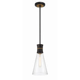 Quinn 7'' Pendant in Matte Black - Textured Gold - Additional View (QUN-1500-MK-TG)