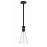Quinn 7'' Pendant in Matte Black - Textured Gold - Additional View (QUN-1500-MK-TG)