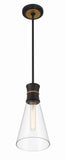 Quinn 7'' Pendant in Matte Black - Textured Gold - Additional View (QUN-1500-MK-TG)