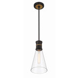 Quinn 7'' Pendant in Matte Black - Textured Gold - Additional View (QUN-1500-MK-TG)