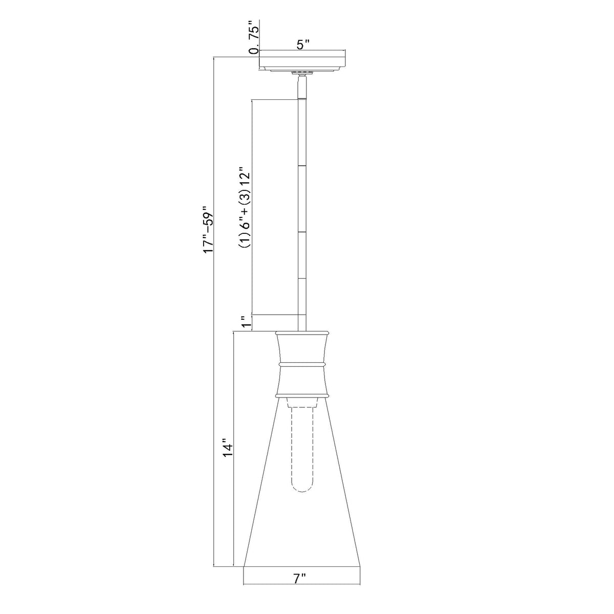 Quinn 7'' Pendant dimensions