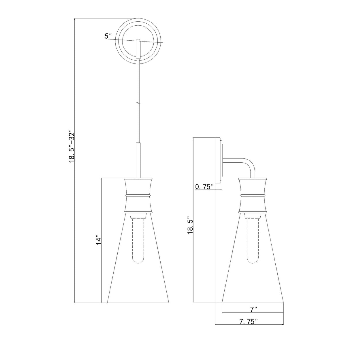 Quinn 7'' Sconce dimensions