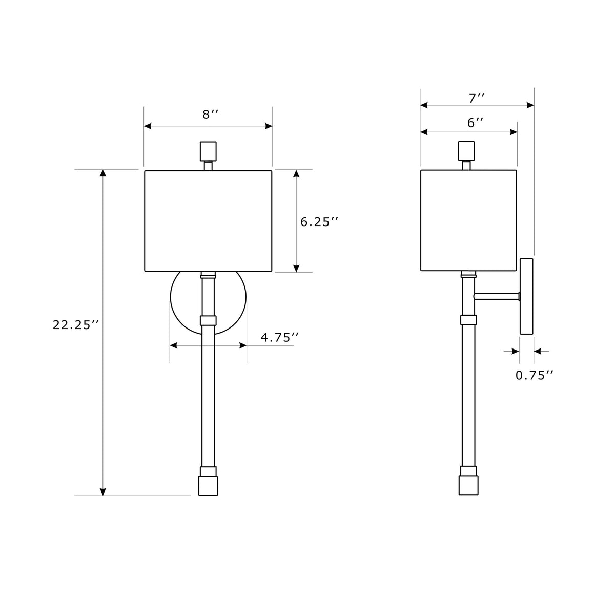 Rachel 8'' Sconce dimensions