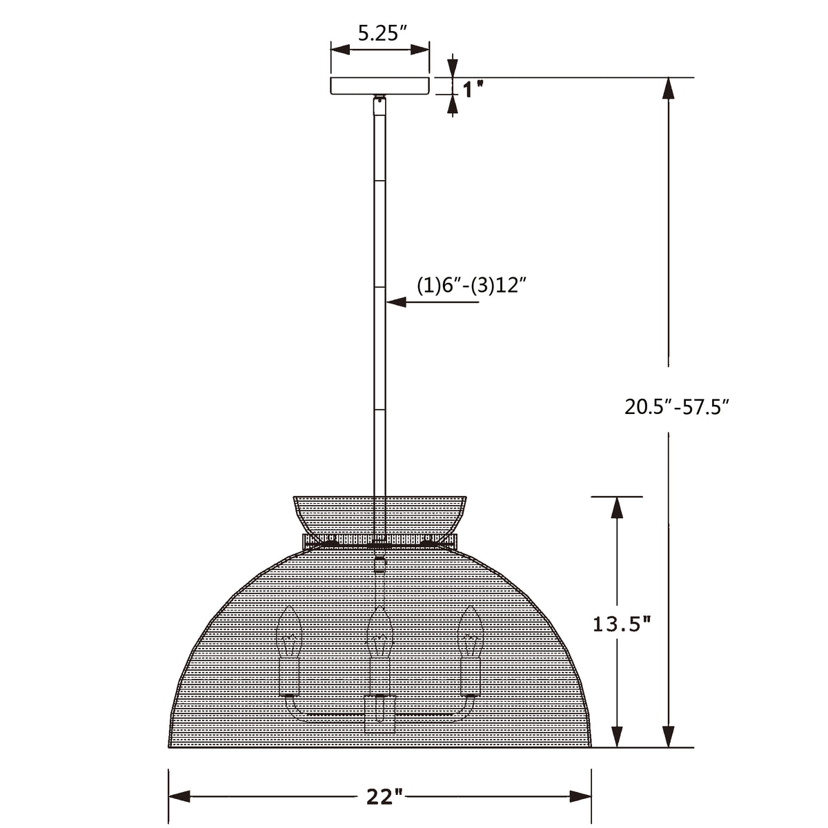 Reese 22'' Pendant dimensions