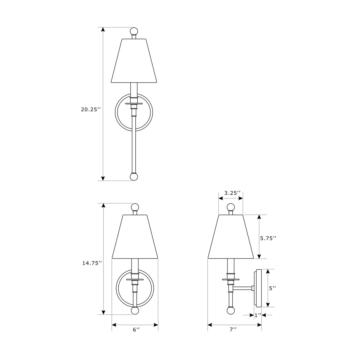 Riverdale 6'' Sconce dimensions