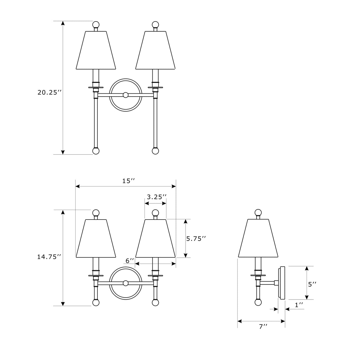 Riverdale 15'' Sconce dimensions