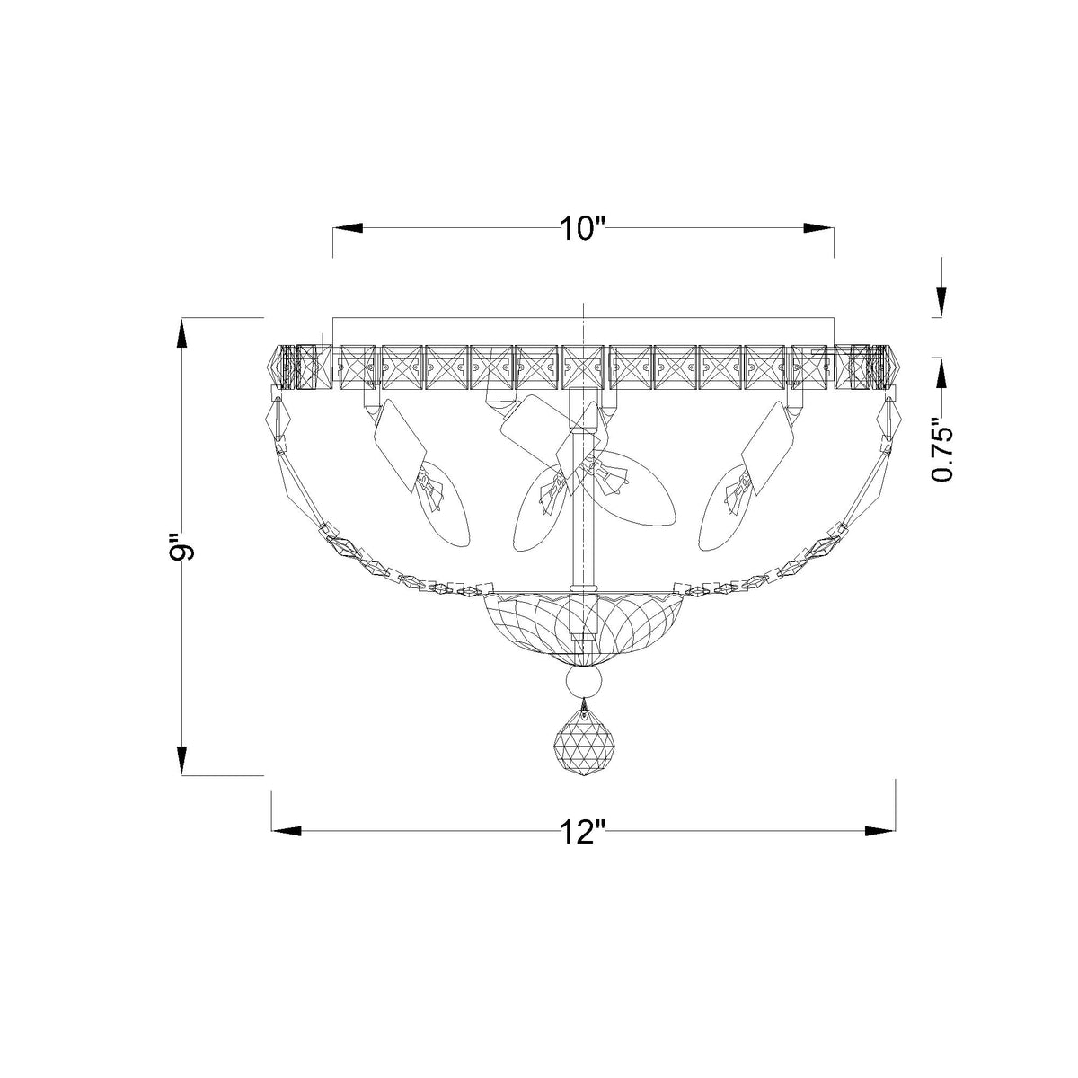 Roslyn 12'' Flush Mount dimensions