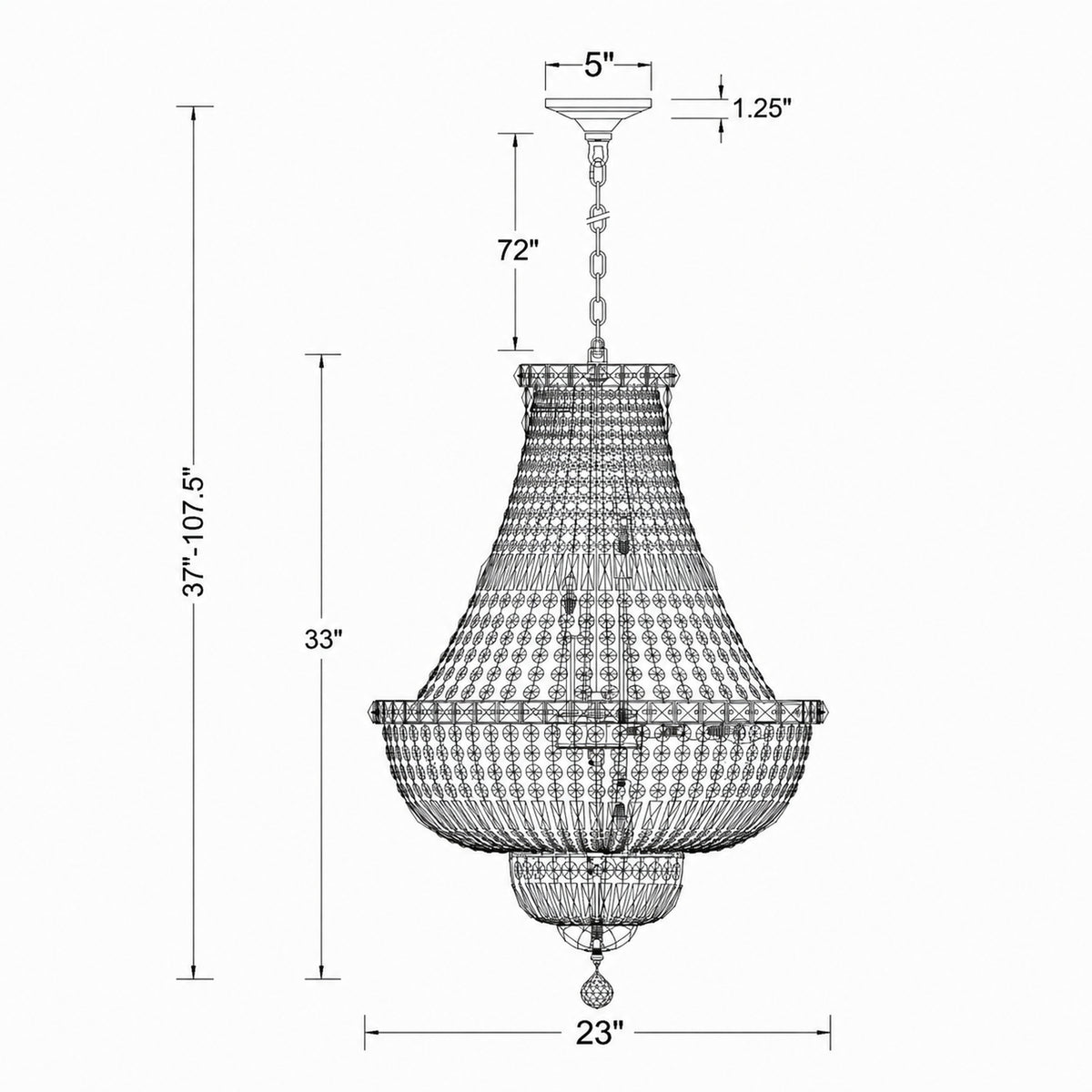 Roslyn 22'' Chandelier dimensions