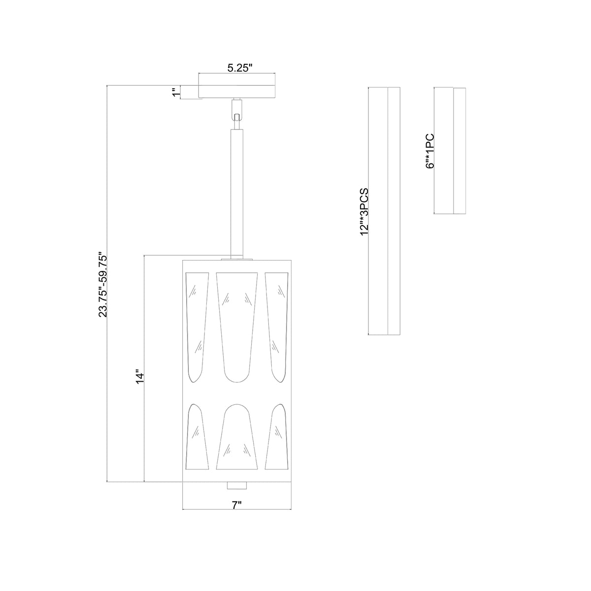 Royston 7'' Pendant dimensions