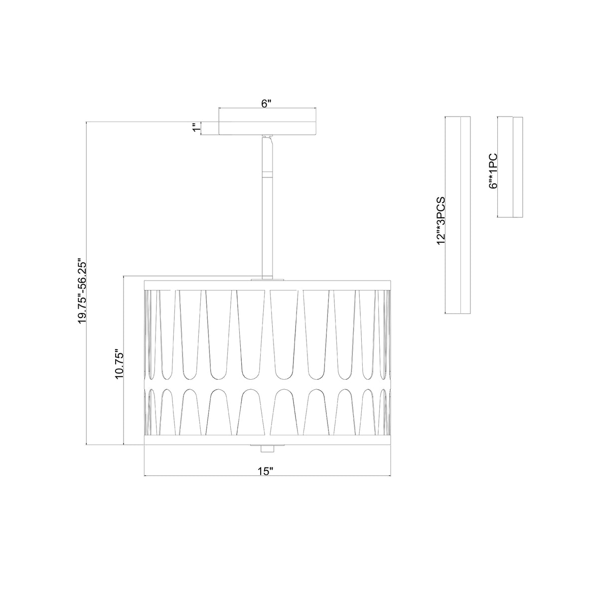 Royston 15'' Pendant dimensions