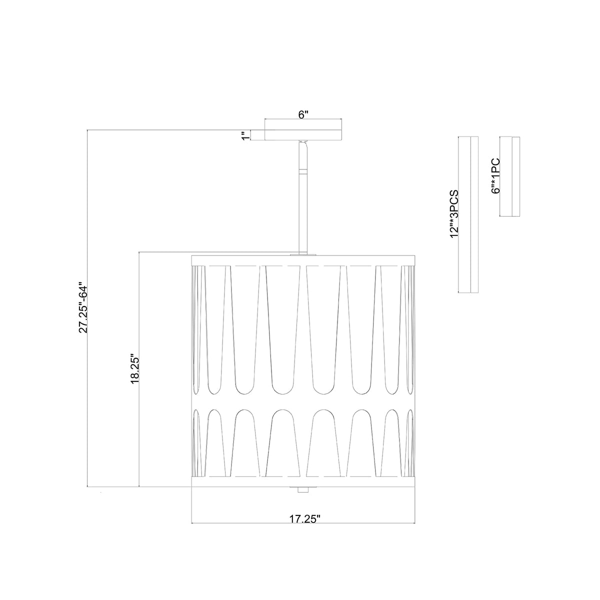 Royston 17'' Pendant dimensions