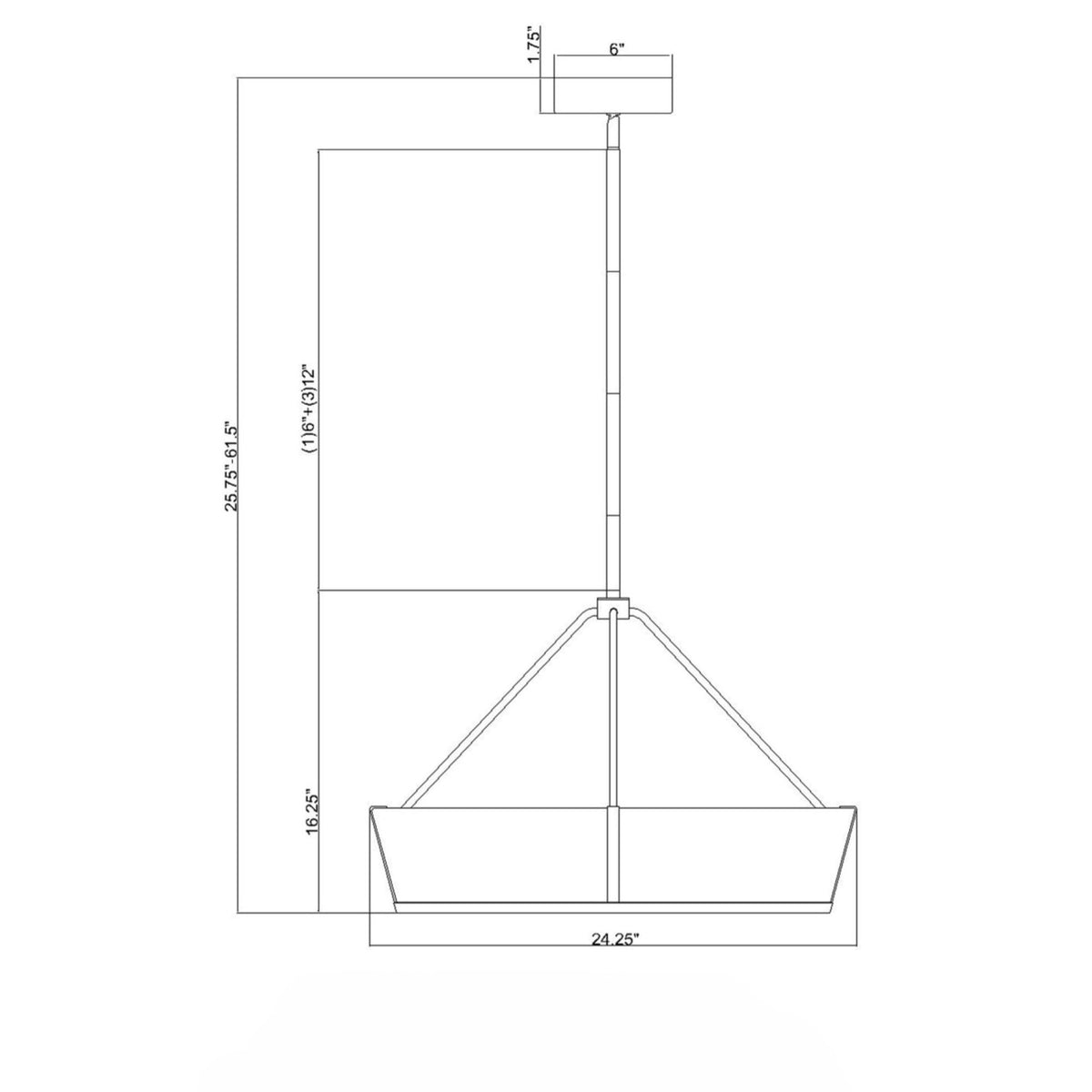Royce 24.25'' Integrated LED Pendant dimensions