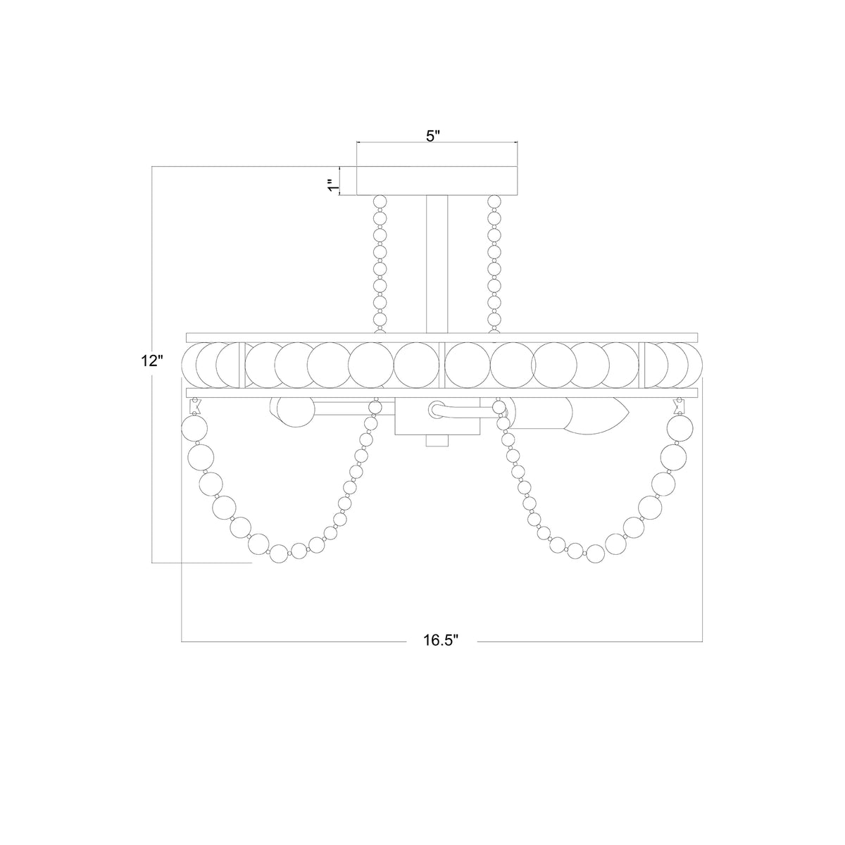 Seville 16.5'' Semi Flush Mount dimensions