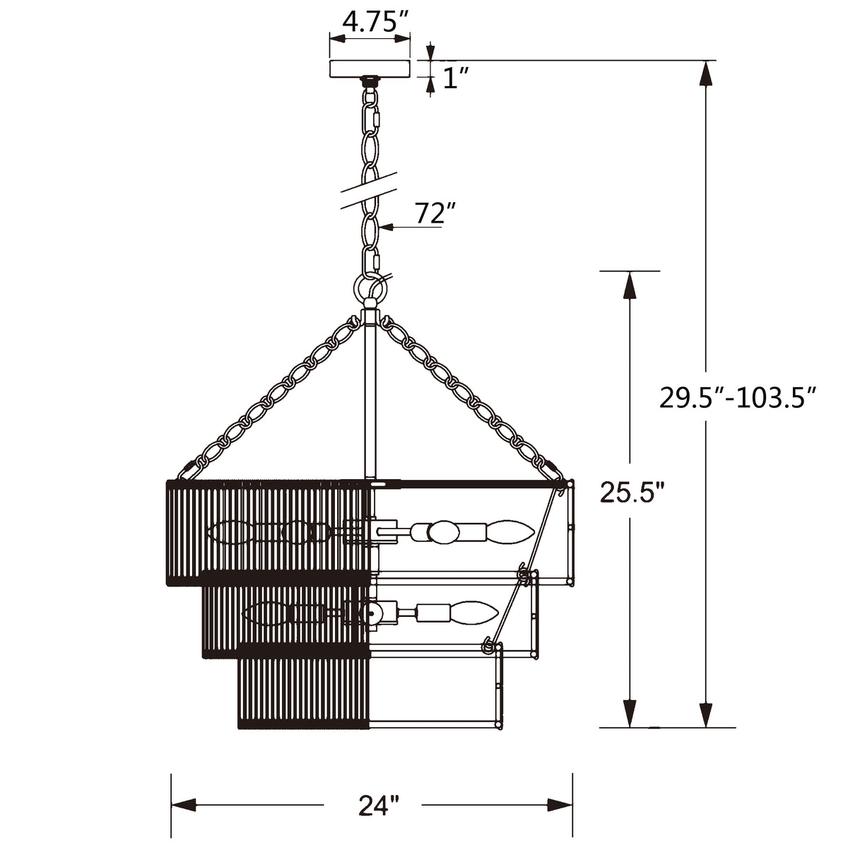 Shyla 24'' Chandelier dimensions