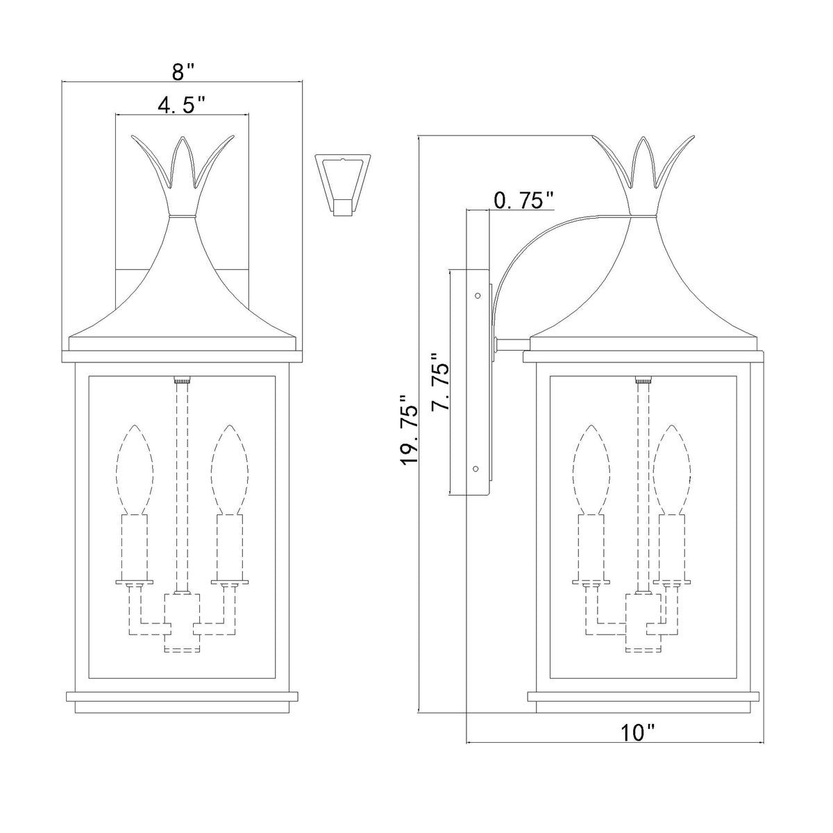 Simpson 8'' Outdoor Sconce dimensions