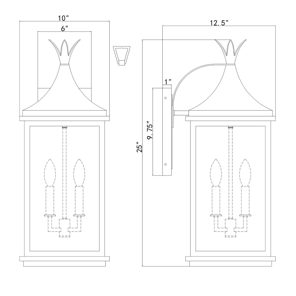 Simpson 10'' Outdoor Sconce dimensions