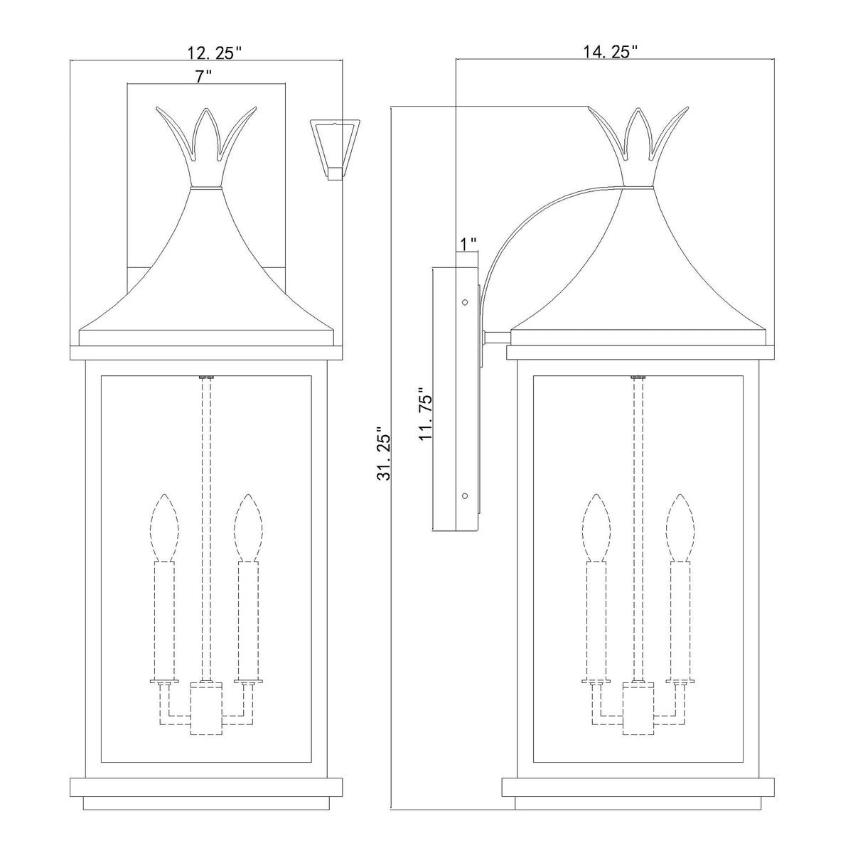 Simpson 12.25'' Outdoor Sconce dimensions
