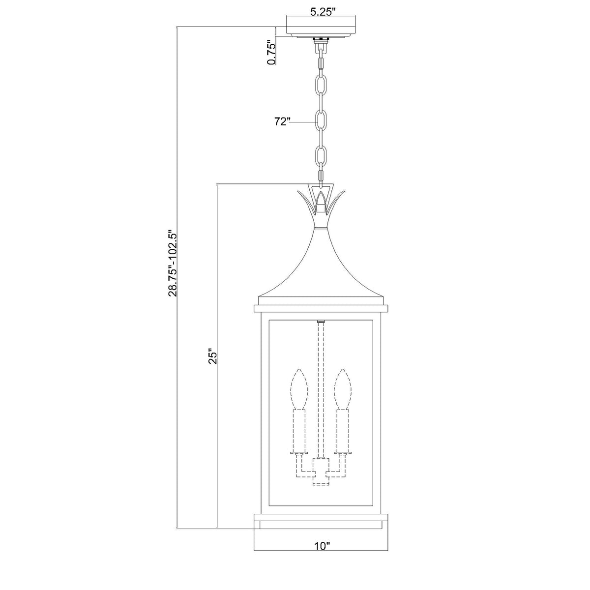 Simpson 10'' Outdoor Pendant dimensions