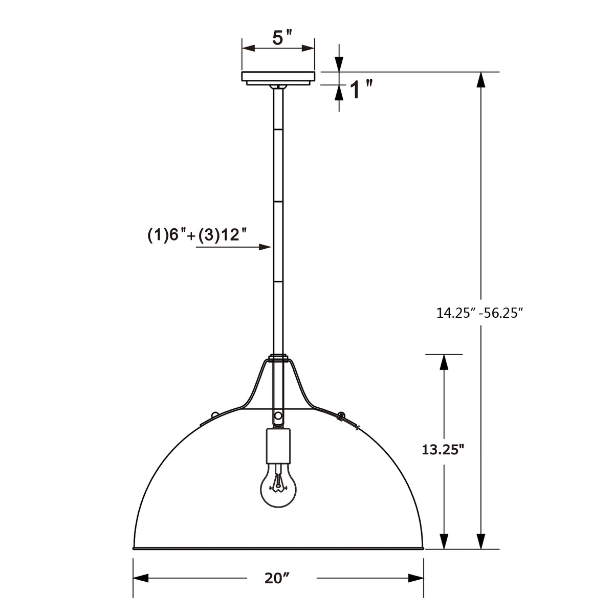 Soto 20'' Pendant dimensions