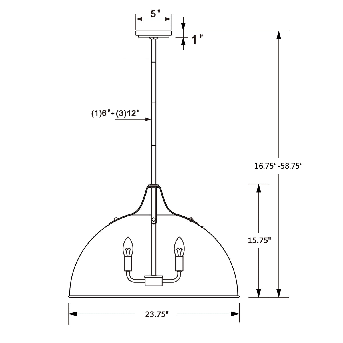 Soto 23.5'' Pendant dimensions