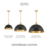 Soto 12'' Pendant in Matte Black - Antique Gold - Collection View (SOT-18013-MK-GA)
