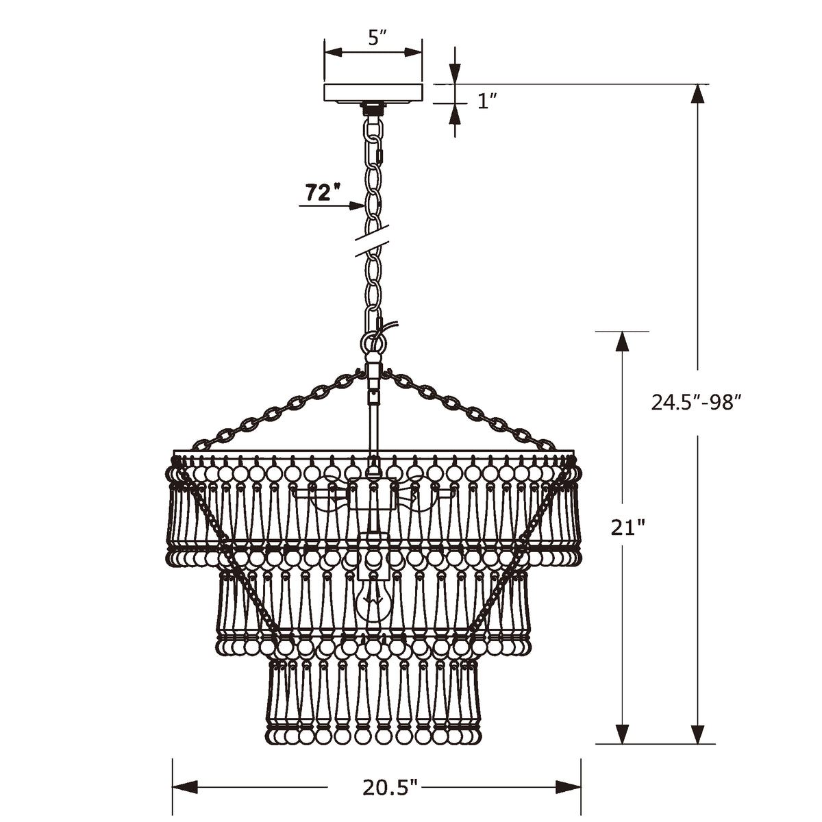 Tiana 20.5'' Chandelier dimensions
