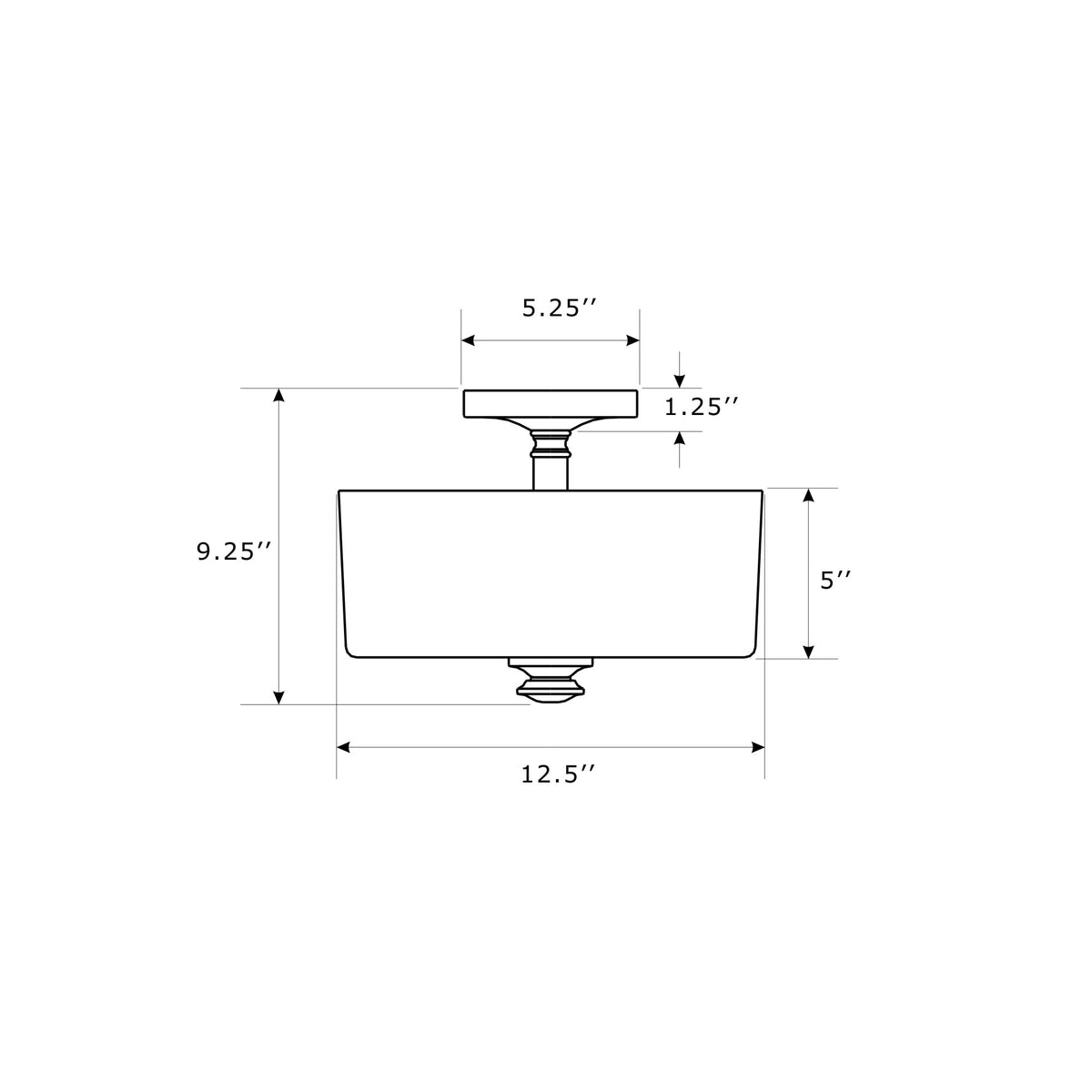 Travis 12.5'' Semi Flush Mount dimensions