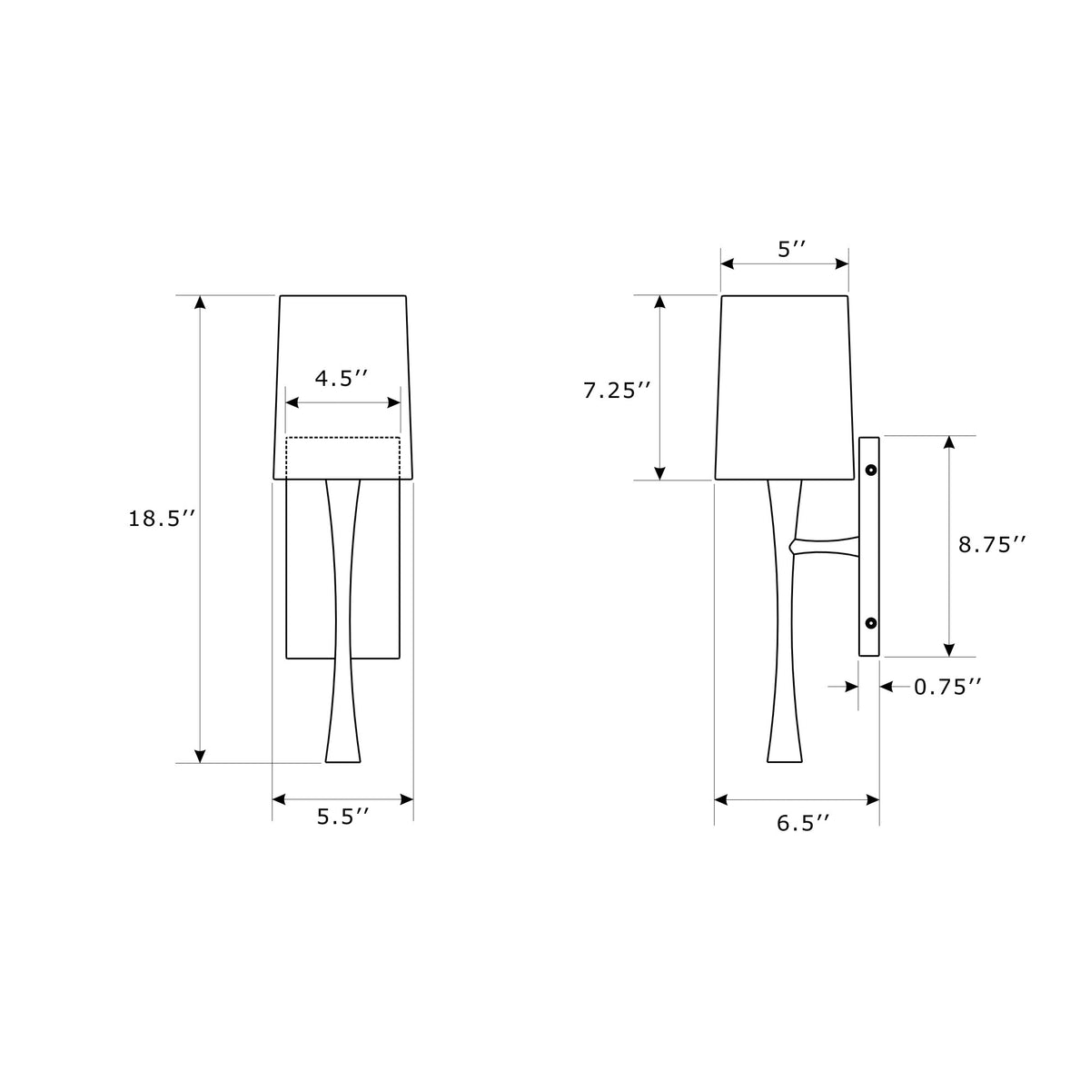 Trenton 5.5'' Sconce dimensions