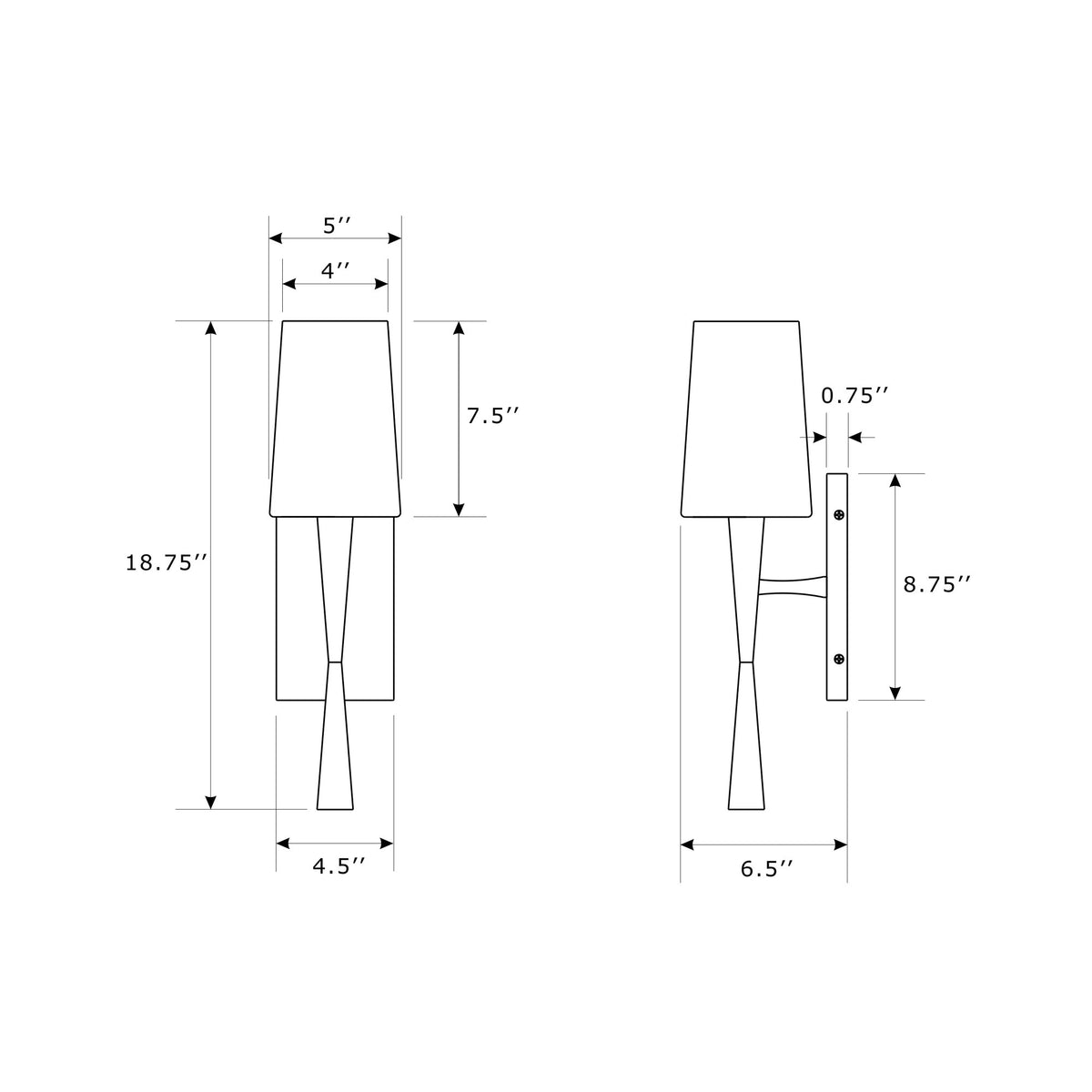 Trenton 5'' Sconce dimensions