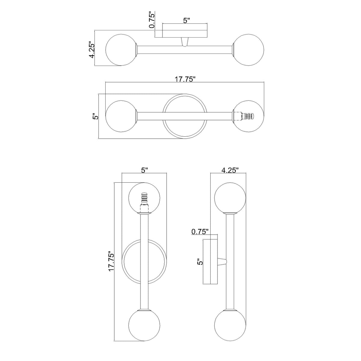 Terrell 17.75'' LED Bathroom Vanity dimensions