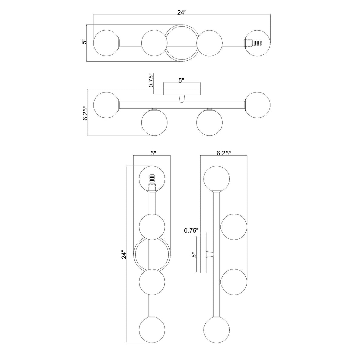 Terrell 24'' LED Bathroom Vanity dimensions