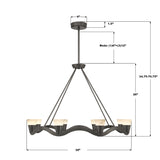 Vance 39'' Integrated LED Chandelier - Dimensions Diagram (VNC-6508-NB)