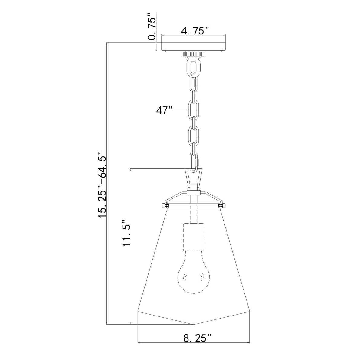Voss 8.25'' Pendant dimensions